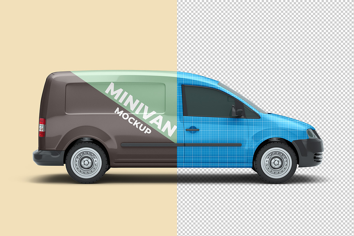 Mini Van Mockup - 6 views, an Advertising Mockup by Illusiongraphic (Photo 8 of 20)