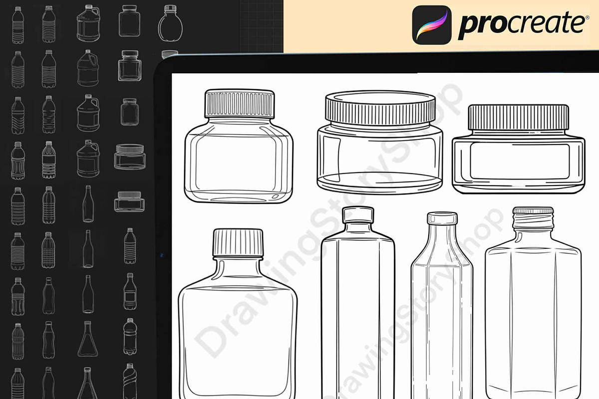 100 Procreate Bottle Brush Stamps, a Brush Add-On by DrawingStoryShop (Photo 6 of 6)