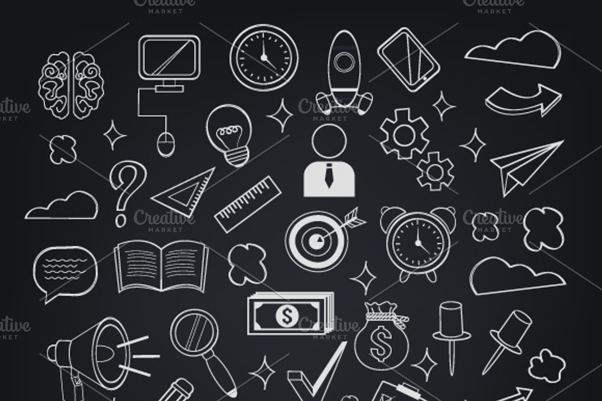 Vector Business Doodles Icons Set preview 2