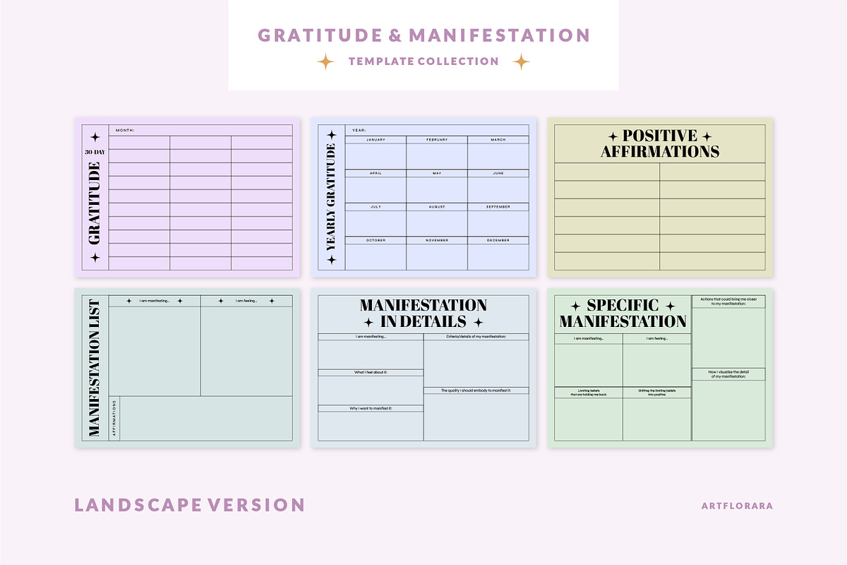 Gratitude & Manifestation Planners, a Stationery Template by Artflorara (Photo 7 of 8)