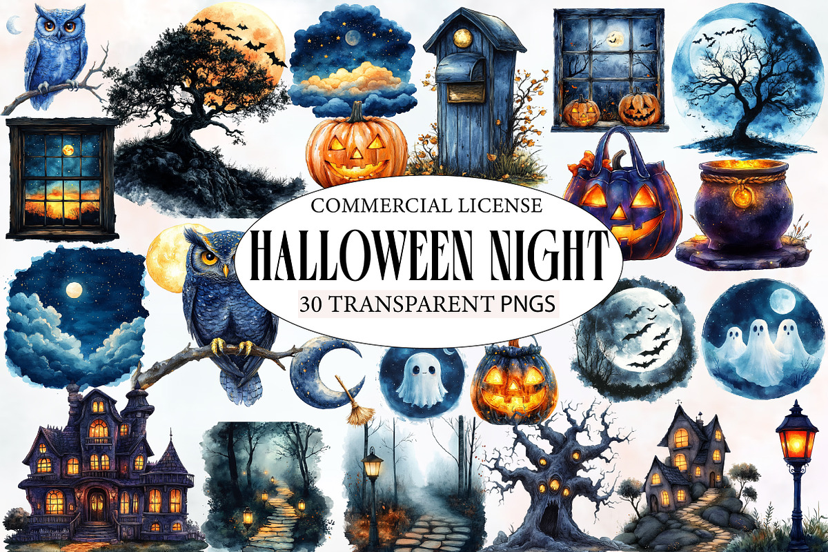 Halloween Night Clipart, an Illustration by Designworld (Photo 1 of 5)