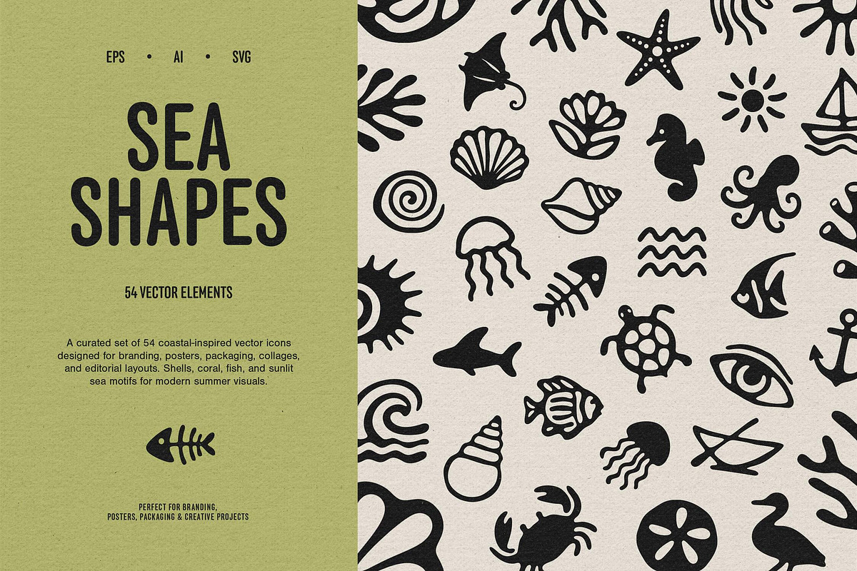 Sea Shapes — 54 Vector Elements, an Object Graphic by Design Squad (Photo 1 of 5)
