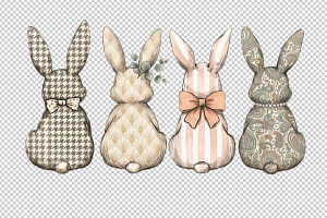 Easter Bunnies Clipart PNG, an Illustration by VetalStock