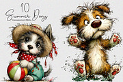 Whimsical Summer Dogs Clipart Bundle, an Illustration by SinaCreation (Thumbnail 1 of 7)