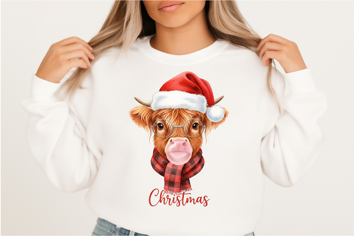 Christmas Farm Highland Cow Sublimai, an Illustration by DreamArtGraphic (Photo 2 of 5)