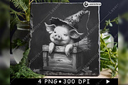 Cute Witch Pig Wooden Box Broom, a Background Graphic by LaseredNinja (Thumbnail 2 of 7)