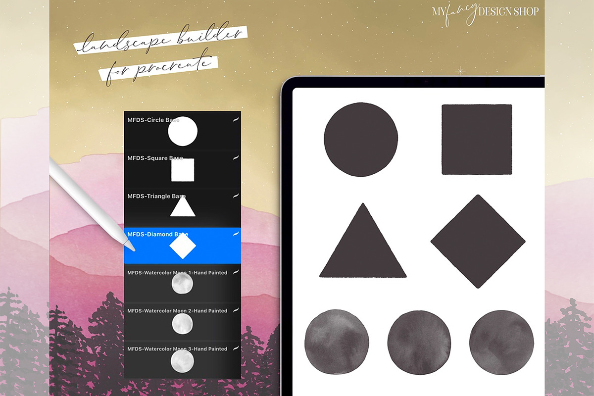 Procreate Landscape Watercolor Set, a Brush Add-On by My Fancy Design Shop (Photo 3 of 12)