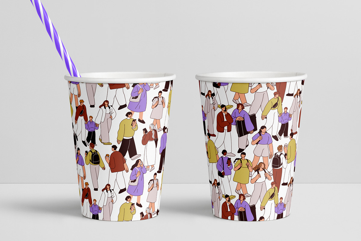 People crowd walk seamless patterns, a Pattern Graphic by Good Studio (Photo 4 of 6)
