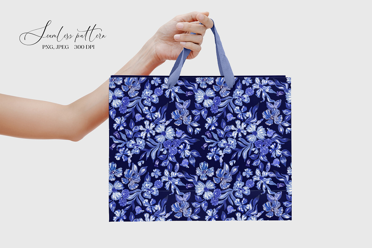 Cobalt Blue Fashion Floral Print, a Pattern Graphic by SirenaArt (Photo 14 of 17)