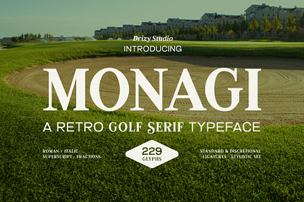 Monagi – Retro Golf Serif Font, a Serif Font by Drizy