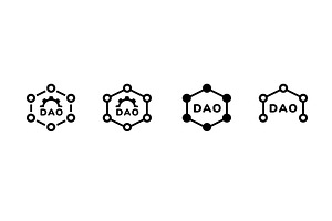 Four black line dao logos with, an Illustration by skripnikbb