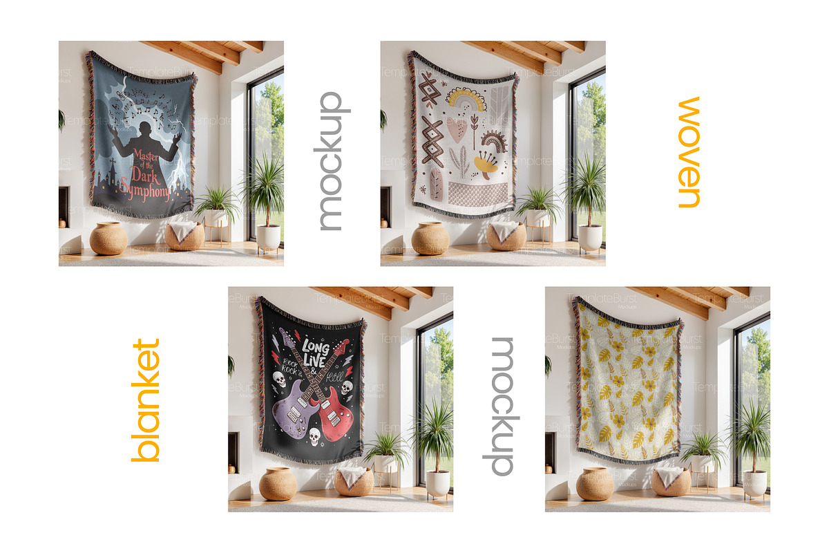 Woven Blanket Mockup | Hang on Wall, an Apparel Mockup by Mockups Studio (Photo 7 of 9)