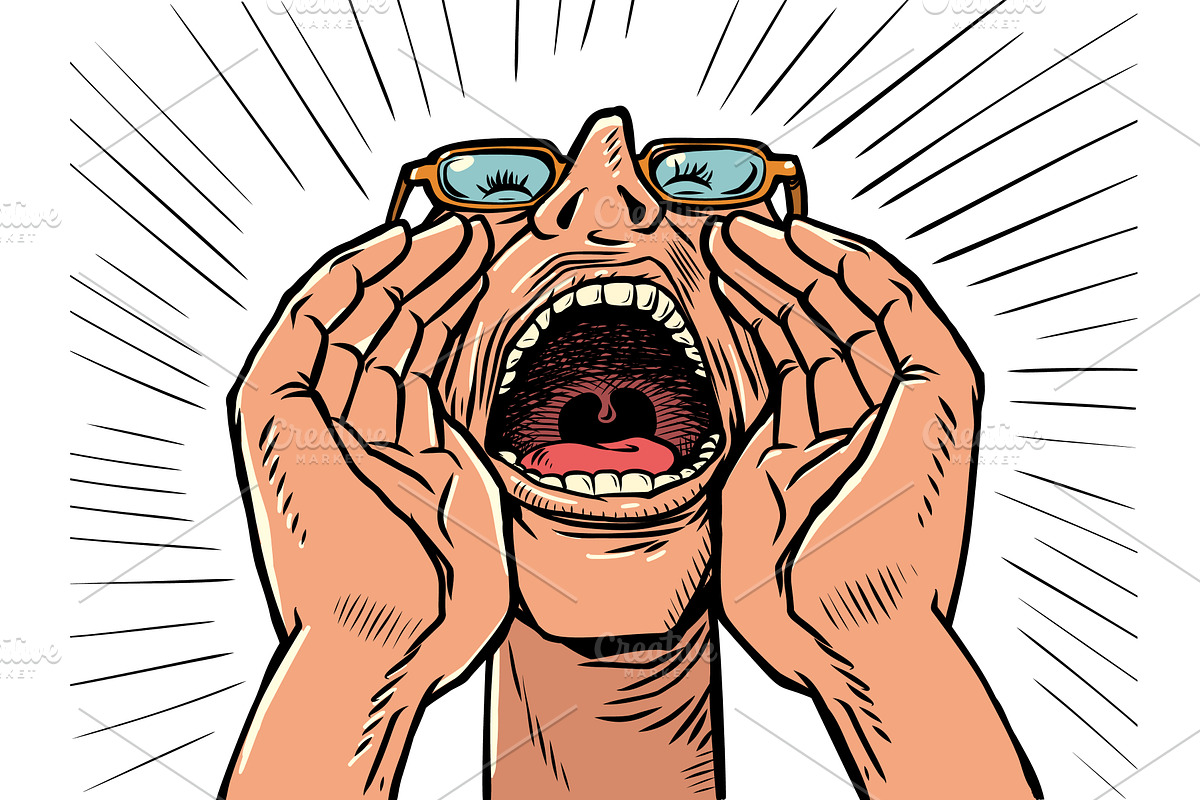 A man screams through his mouth, a Person Illustration by rogistok