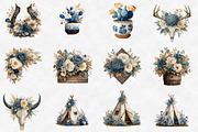 Watercolor Blue Western Boho Clipart, an Illustration by Designworld (Thumbnail 4 of 6)