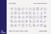 50 Christmas Icons, an Outline Icon by vo.stock (Thumbnail 2 of 6)