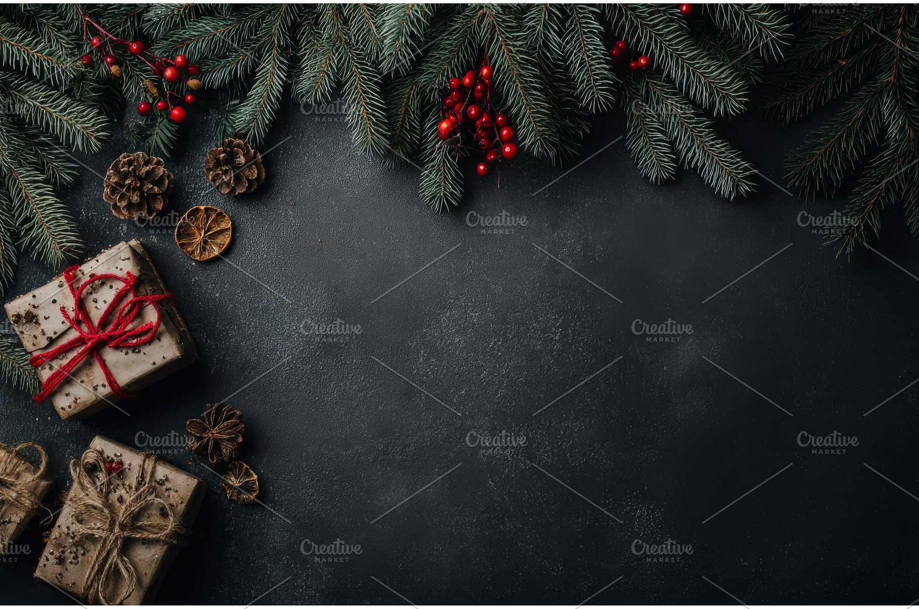 Vibrant gift boxes, fir branches, a Holiday Photo by ZinetroN