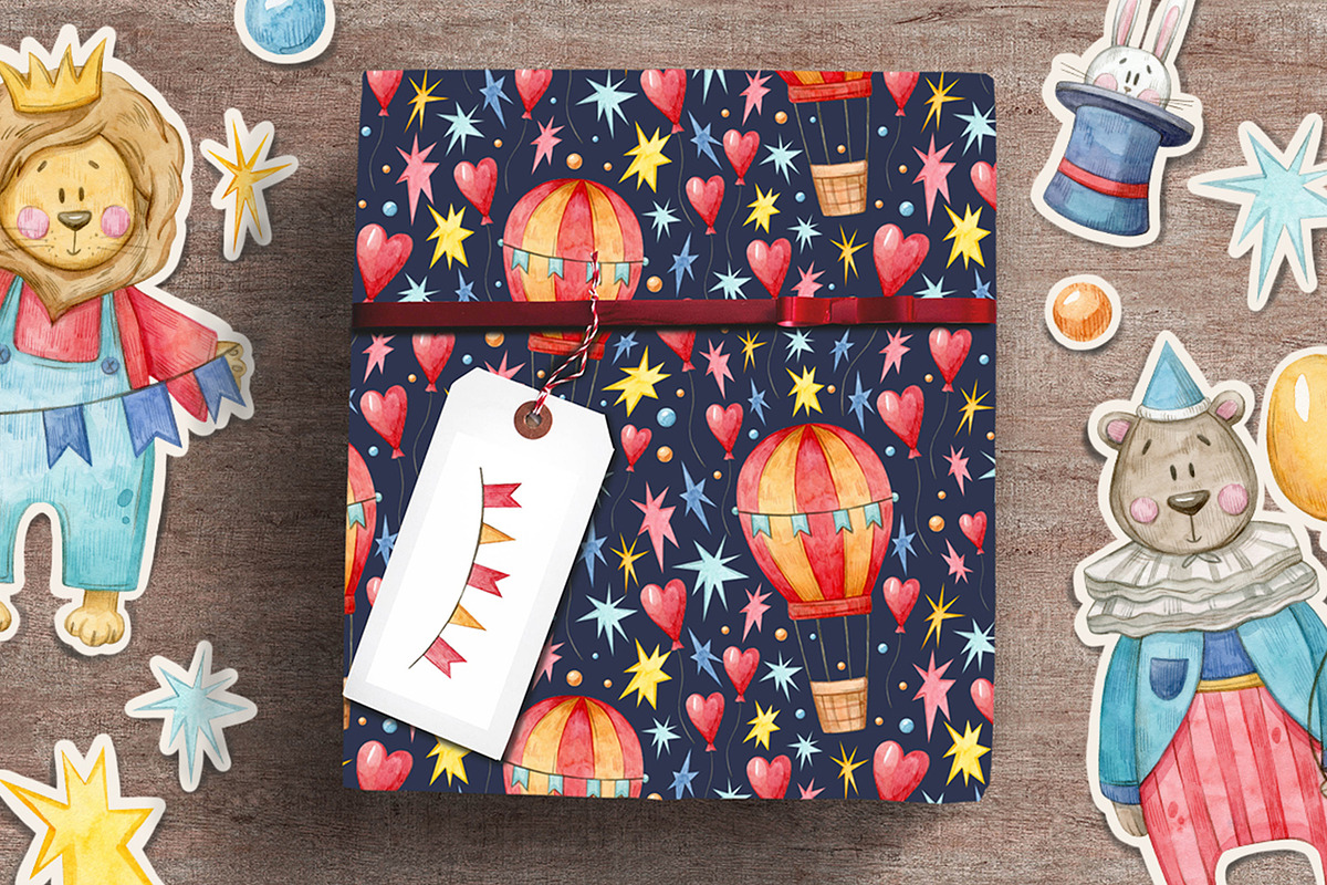 Watercolor Circus Collection, an Animal Illustration by Aquarellka (Photo 9 of 10)
