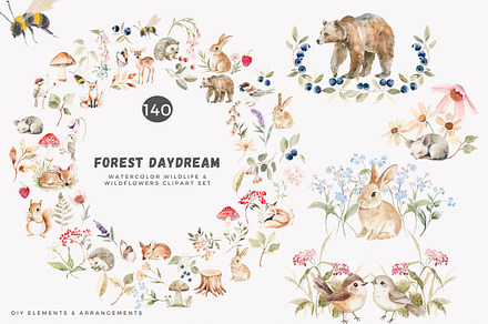 watercolor forest animals clipart