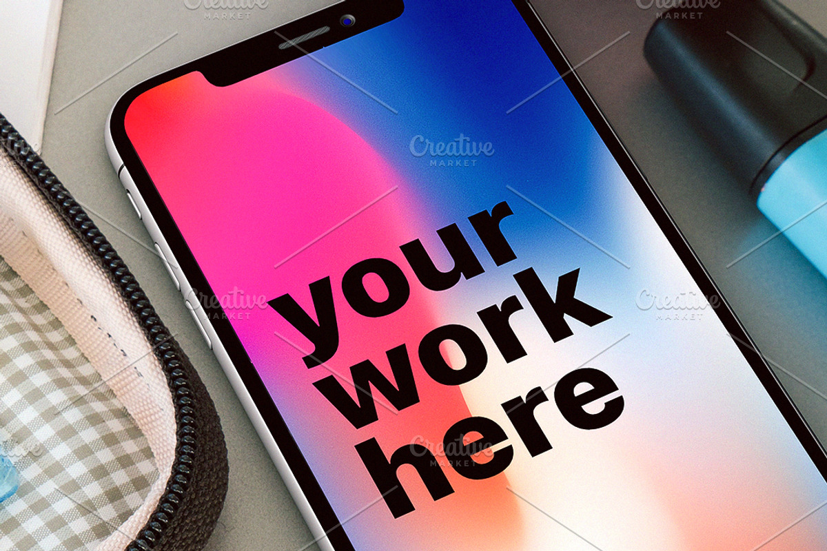 iPhone X Desk Mockup Pack, a Presentation Template by The Drone Shop (Photo 3 of 4)