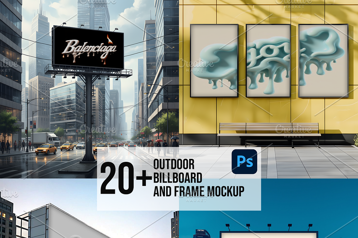 Frame & Billboard Mockup Bundle PSD