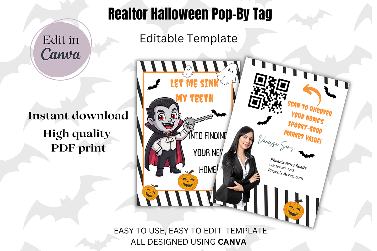 Realtor Halloween Pop-By Tag, a Print Template by SassyCorners (Photo 1 of 10)