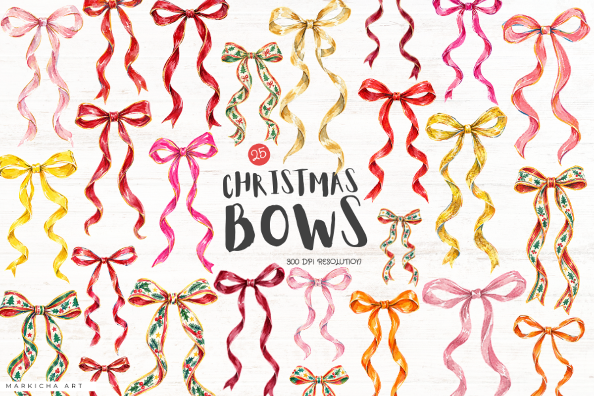 Christmas Bows PNG, a Seasonal Illustration by Markicha Art (Photo 1 of 5)