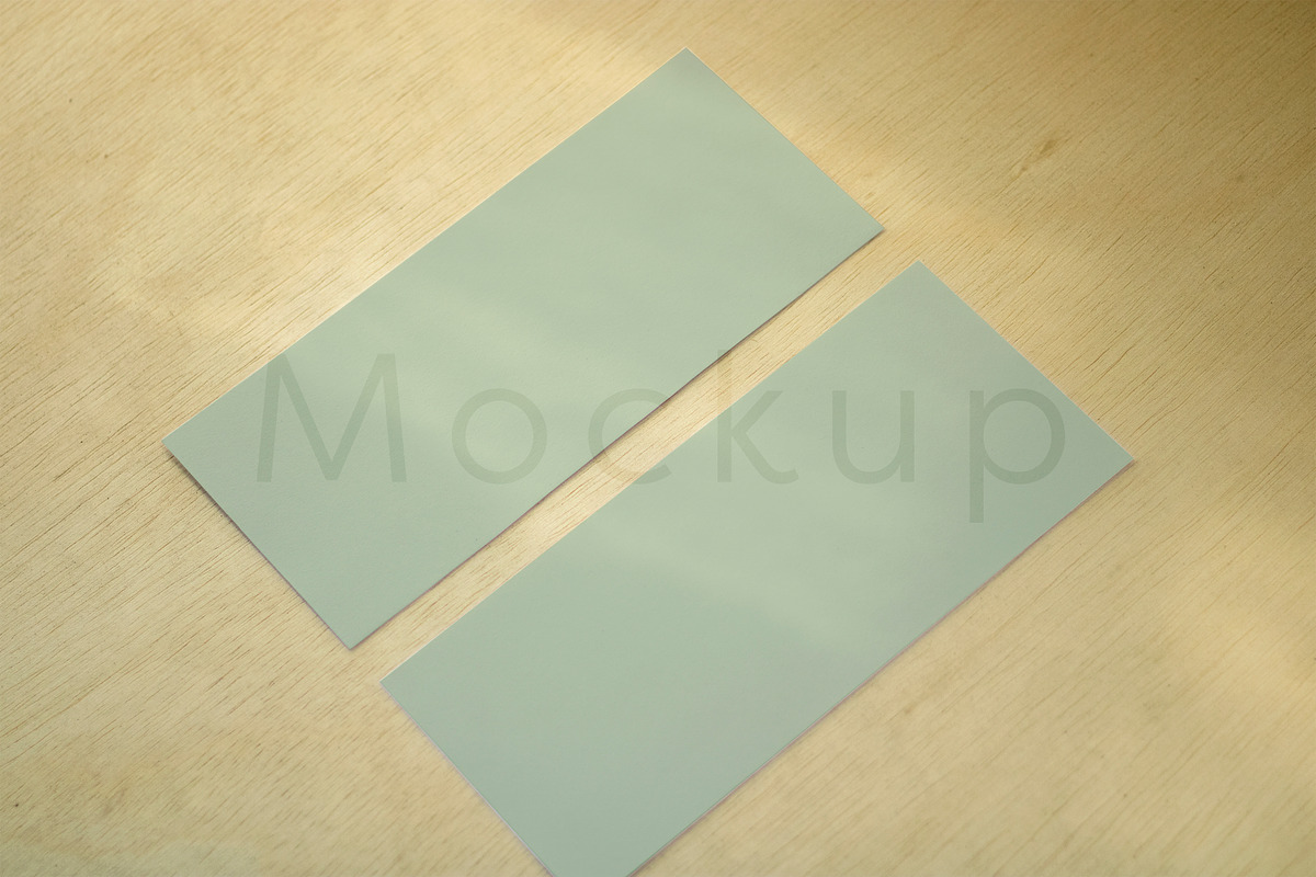 4x9 Card Mockup on Wood Background, a Print Template by ILLONA GRAPHICS (Photo 3 of 5)