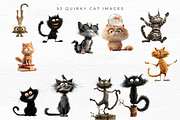 Quirky Cat Clipart, Vol 1, 52 PNG, an Animal Illustration by EllyandLima (Thumbnail 5 of 8)