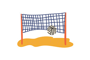 Beach Volleyball Court, Ball and, an Illustration by TopVectors