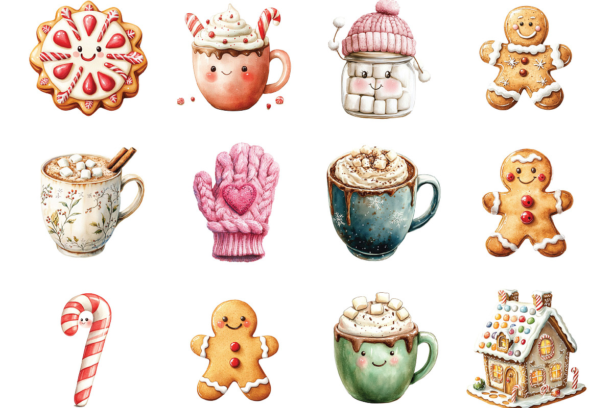 Hot Cocoa and Gingerbread Cliaprt, a Seasonal Illustration by Designking (Photo 2 of 5)