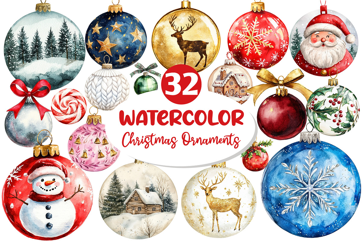 Christmas Ornaments Clipart, an Illustration by Dream Creation (Photo 1 of 7)