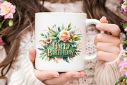 Boho Sage Green Birthday Clipart, an Illustration by RobertsArt (Thumbnail 2 of 8)