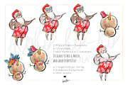 Tropical Santa Christmas PNG Clipart, a Seasonal Illustration by KaramfilaS (Thumbnail 2 of 35)