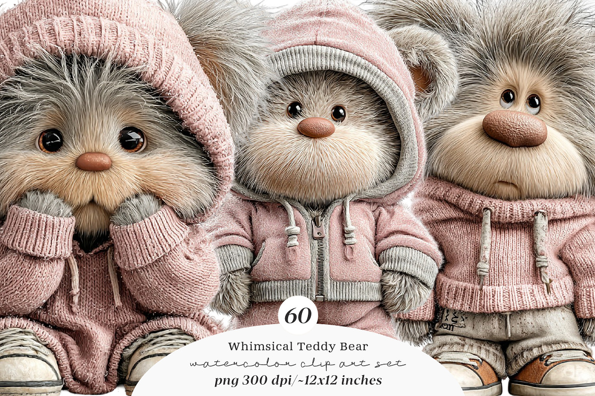 Whimsical teddy bear set, an Illustration by SinaCreation (Photo 1 of 11)