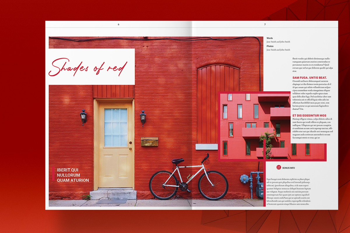 Red Lifestyle Magazine Layout, a Magazine Template by Boris Cupac