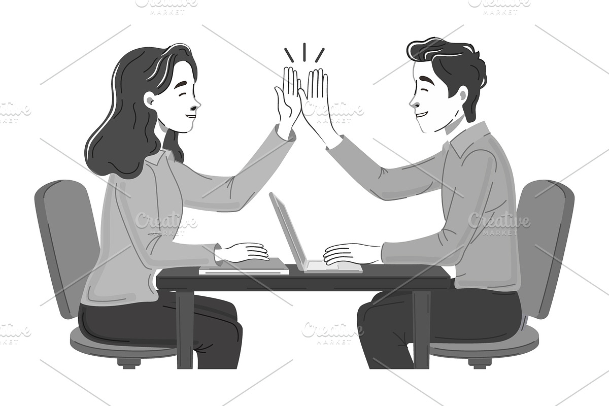 Corporate teamwork illustration, a Finance Illustration by Yayasya (Photo 3 of 3)