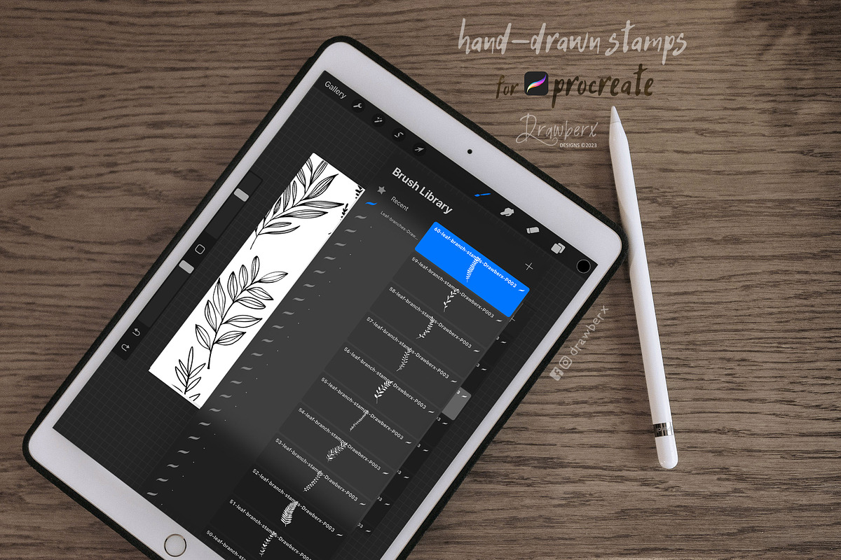 Leaves & Branches Stamp Brushes 003, a Brush Add-On by Drawberx (Photo 5 of 5)
