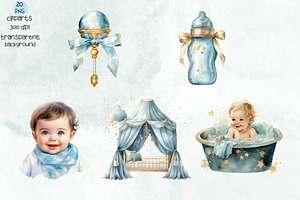 Baby Shower Watercolor Clipart