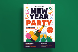 New Year Party Flyer Template, a Flyer Template by MightyDesign
