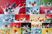 102 Fruits & berries milk splashes, a Food & Drink Photo by Handmadefont (Thumbnail 7 of 16)