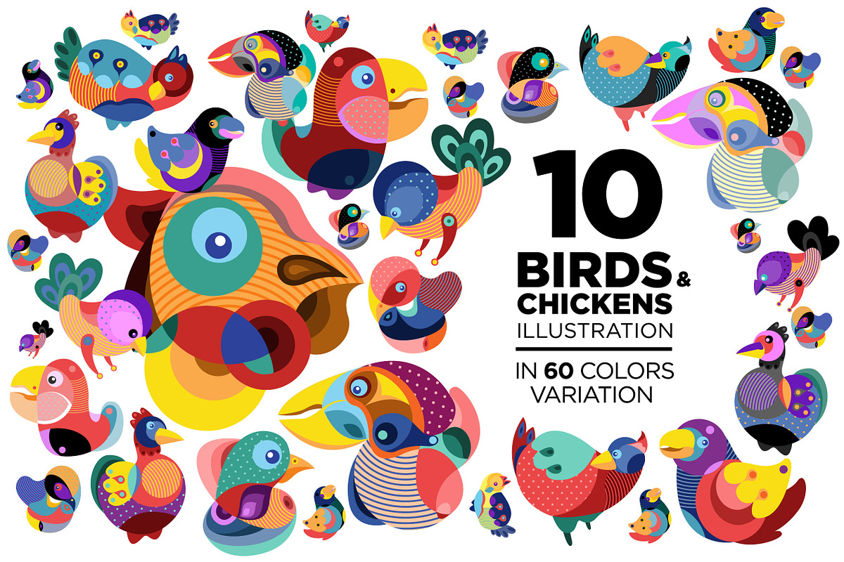 10 Birds and Chicken Illustration, an Animal Illustration by singpentinkhappy (Photo 1 of 8)