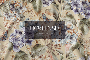 Hortensja Floral Seamless Pattern