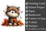 Whimsical Cute Autumn Cat Clipart, a Seasonal Illustration by Canvas Craft (Thumbnail 3 of 10)