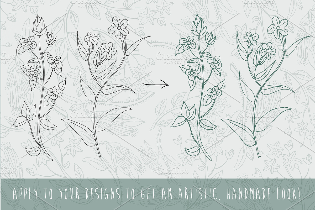 92 HandDrawn Ink Illustrator Brushes, a Brush Add-On by bum katrin (Photo 3 of 3)