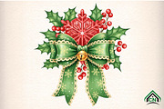 Christmas Holly Bow PNG, an Illustration by Craft Nest (Thumbnail 1 of 6)