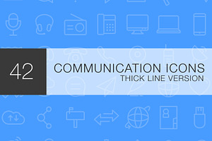 Communication thick line icon set
