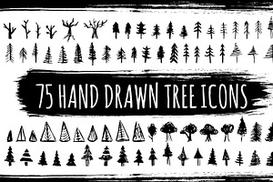 75 Hand Drawn Tree Icons