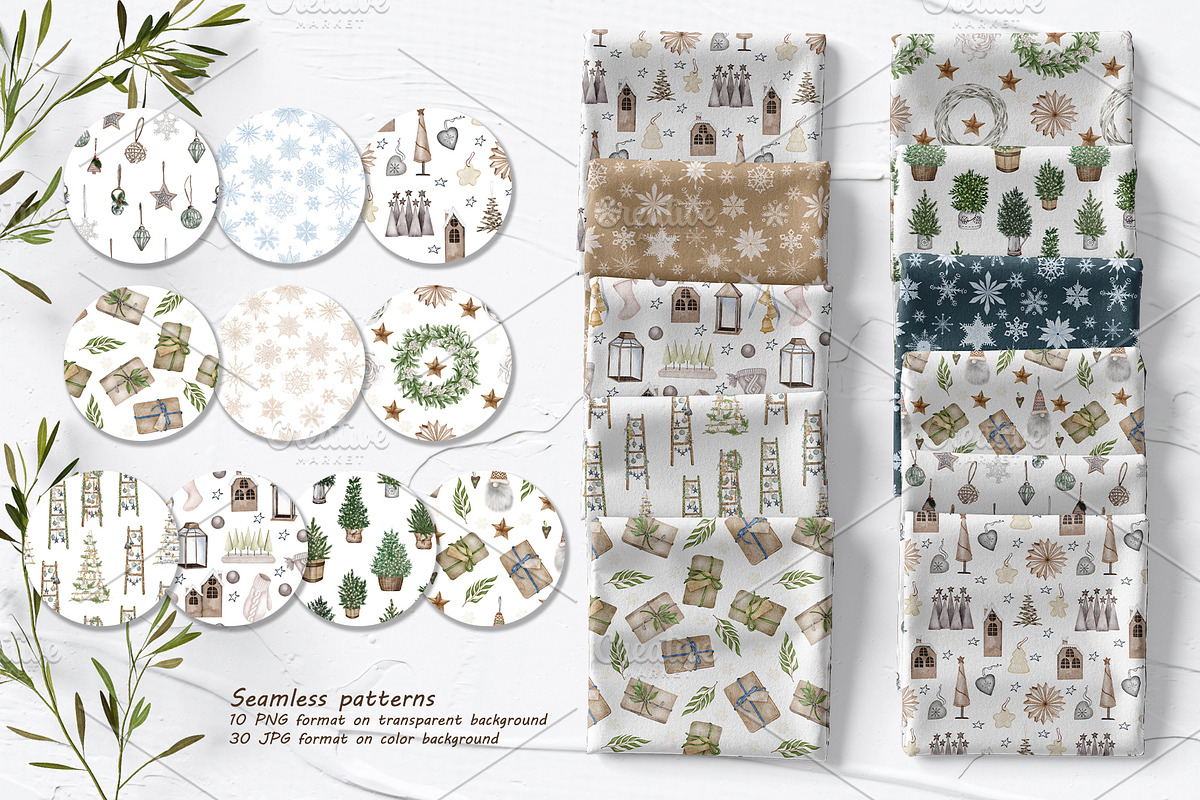 Farmhouse Christmas Watercolor Set, a Seasonal Illustration by BarvArt (Photo 25 of 28)
