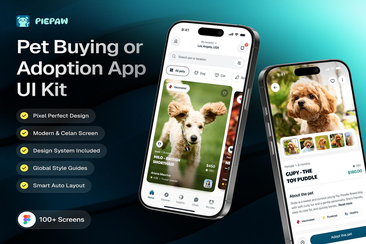 Piepaw Pet Buying or Adoption UI Kit, an UI Kit Template by Creative Perspective (Photo 1 of 6)