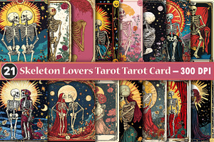 Skeleton Lovers Tarot Aesthetic PNG, an Illustration by SinaCreation
